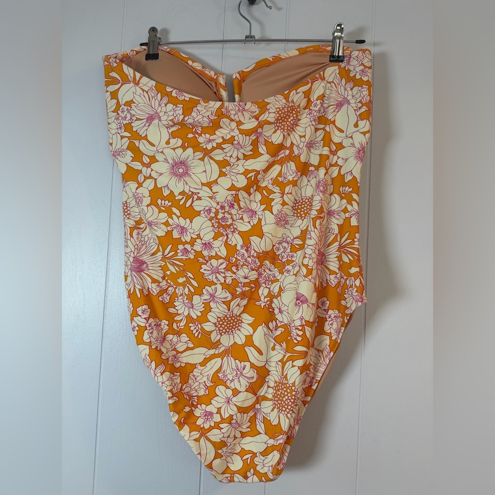 J. Crew Orange Floral Womens One Piece - Picture 2 of 4